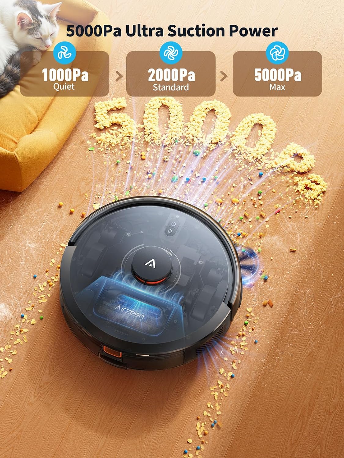 Robot Vacuum and Mop, 5000Pa Suction Self-Emptying Robot Vacuum Cleaner, Laser Navigator with Smart Mapping Robotic Vacuums, Schedule,150Mins Runtime, App Alexa Control for Carpet/Pet Hair,Q10 pro