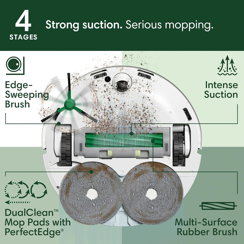 iRobot Roomba Plus 505 Combo Robot Vacuum & Mop with AutoWash Dock - Extending Spinning Mop Pads, Self-Empties, Wash & Heated Drying, Cleaning, Recognizes & Avoids Obstacles, LiDAR Navigation