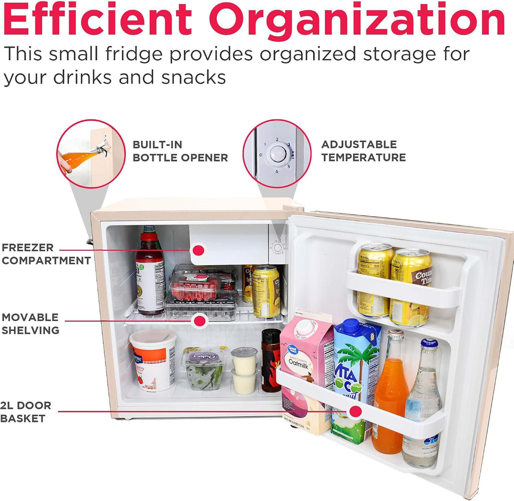 Frigidaire Coral EFR176- AMZ EFR176 Retro Mini Refrigerator-Energy Saving-Adjustable Thermostat Control-Side Mounted Bottle Opener-Ideal for for Dorm, Office, RV, Garage, Apartment 1.6 Cubic Feet