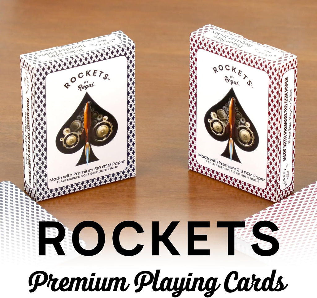 Regal Games [144 Decks] Rockets Bulk Playing Cards Set for Adults & Professionals - 310 GSM Linen Finish - Poker Cards for Blackjack, Euchre, Canasta - Casino Grade, Travel & Game Night Cards