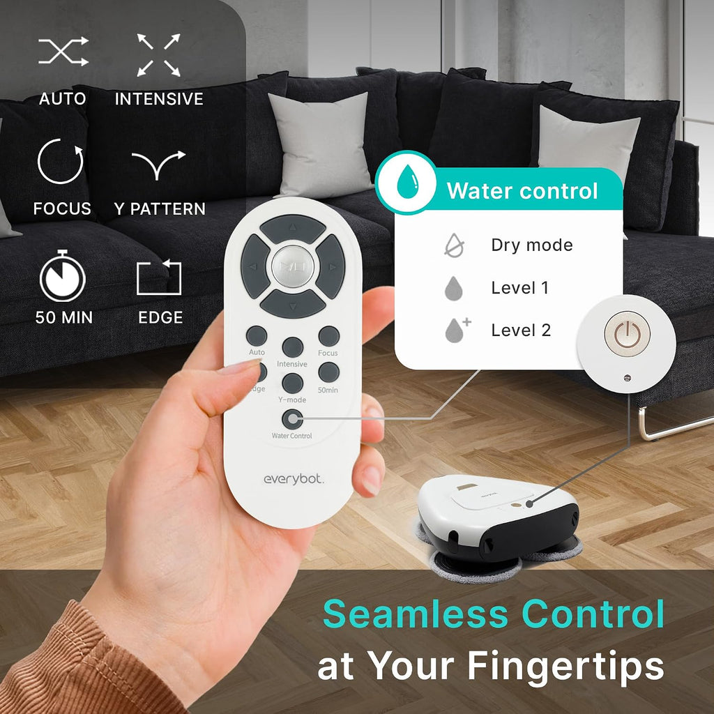 EVERYBOT Three-Spin Robot Mop for Hard Floors - Ultra-Quiet 43dB, Powerful Three Mops Wiping, Long Battery & Large Water Tank, Remote Control, Global Design Award Winner