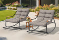 YITAHOME Patio Oversized Rocking Chair Set of 2, Versatile Indoor/Outdoor Textilene Lounge with Soft Thick Cushion, Teak Armrests and Footrest, Idea for Living Room, Porch, or Backyard