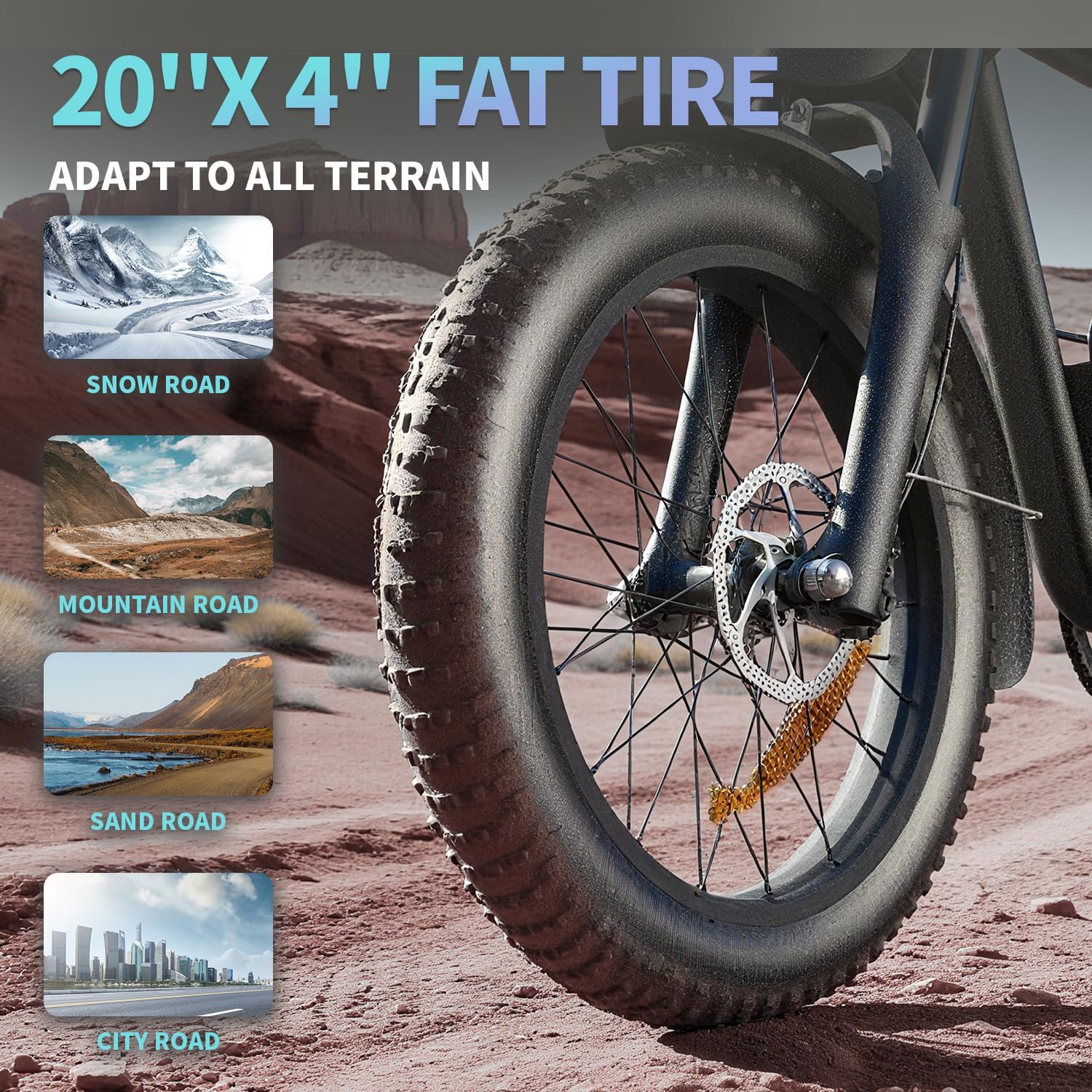 Electric Bike Adults 1500W Peak 48V 20AH Battery 35MPH 20' Fat Tire Electric Dirt Bike for Road Sand Snow Mountain 7-Speed All Terrain E-Bike Electric Motorcycle