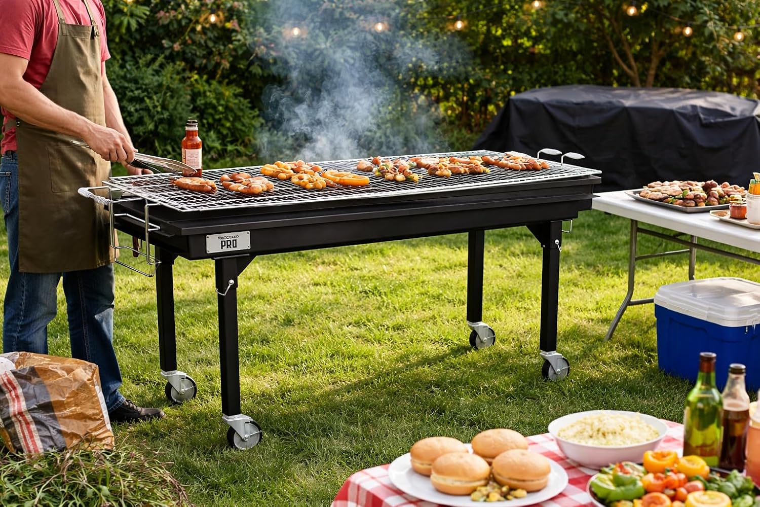 Backyard Pro CHAR60 60' Heavy-Duty Steel Charcoal Grill with Removable Legs and Cover