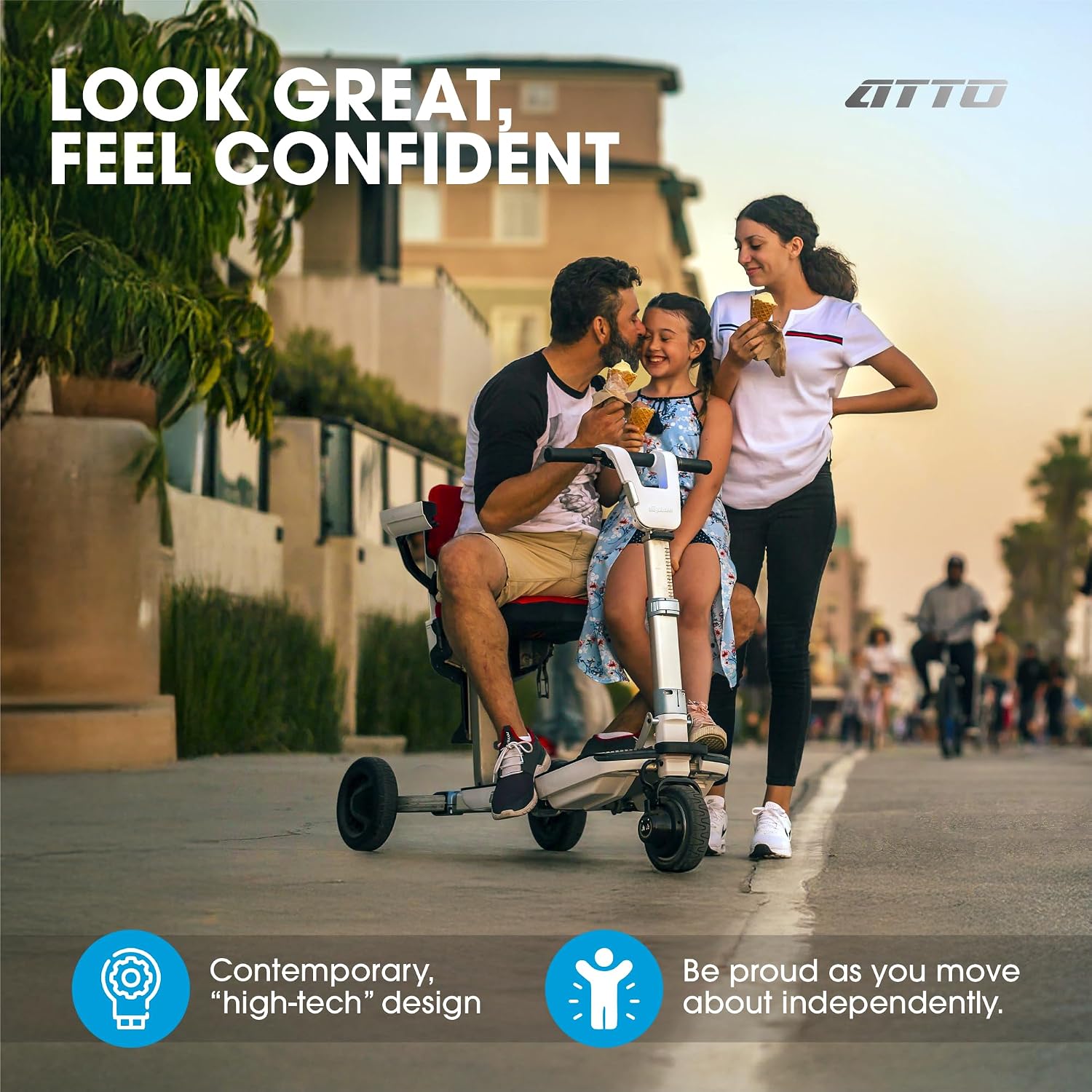 ATTO Folding Travel Powered Mobility Scooter by MovingLife, with Arm Rests, Full-Size Portable Electric Scooter, Lightweight Lithium Battery, Airline Approved (with Arm Rests)