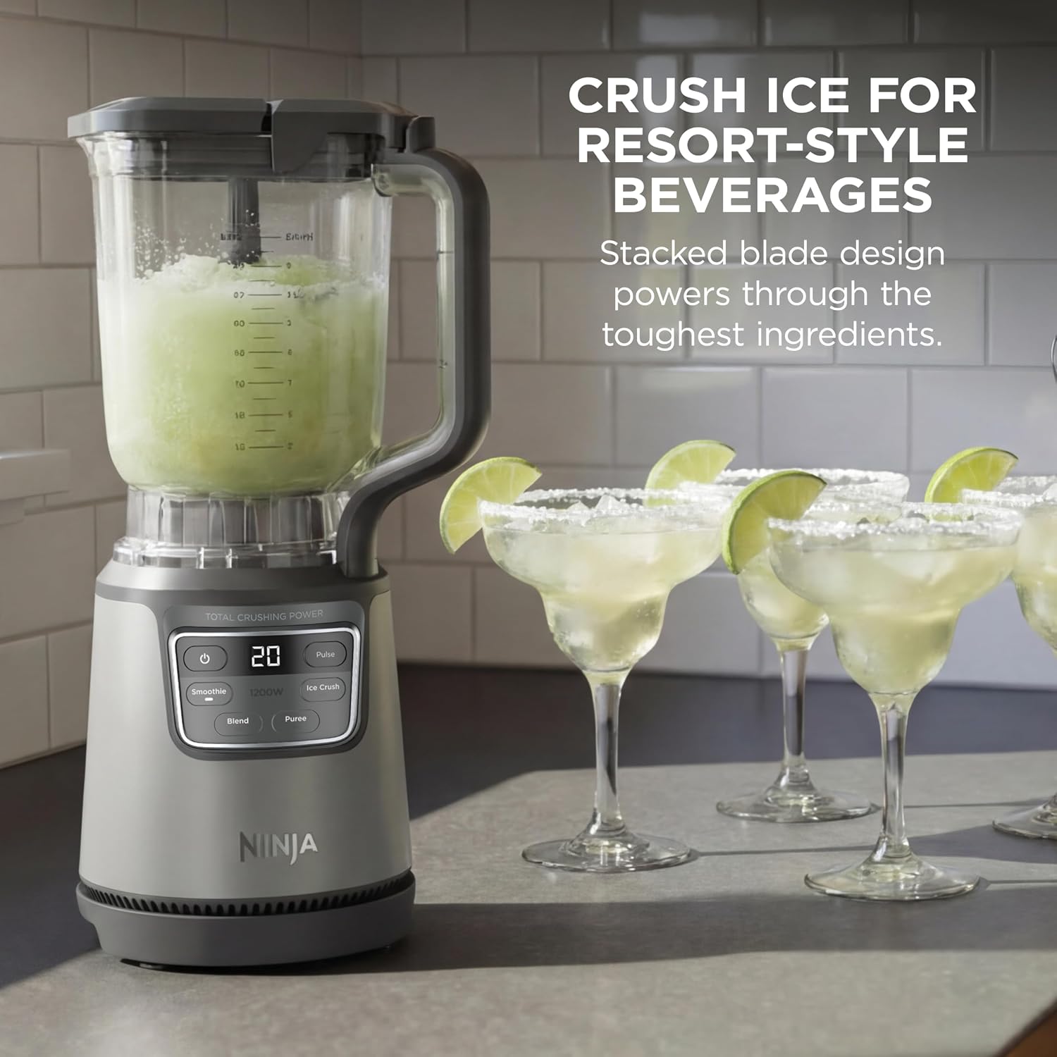 Ninja BlendPro Kitchen System | 72 oz* Full-Size Blender, 5-Cup Food Processor & 18 oz To-Go Cup | Total Crushing Tech, Presets for Smoothies, Ice Crush, Purees & Extracts | 1200 Watt | Beige | BO402