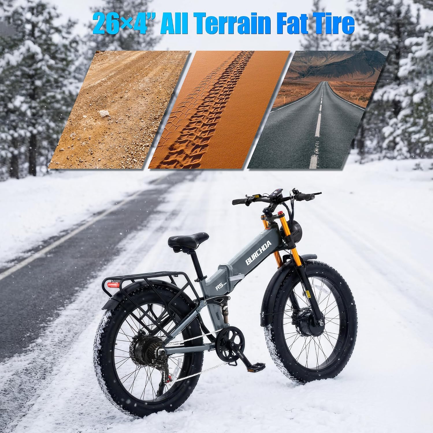 DAMSON Electric Bike for Adults Dual Motor AWD 5000W/3000W/1500W Peak 40MPH/30MPH Dirt Ebike, 52V/48V Max-Output Up to 65/80/120/160 Miles Long Range, 26' Full Suspension Fat Tire Mountains Bicycle