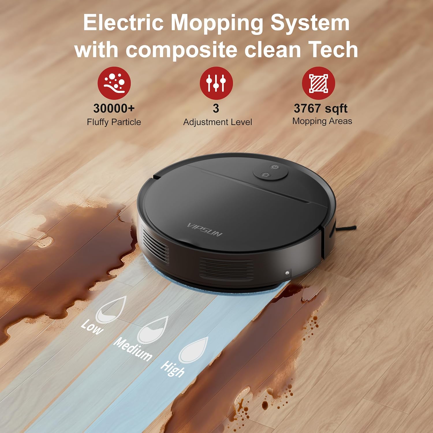 VIPSUN Robot Vacuum and Mop Combo with 4000Pa Suction, APP/Voice/Remote Control, Robotic Vacuums with Personalized Adjustment Setting, Self-Charging, Obstacle Avoidance, Smart Home Robot Aspiradora