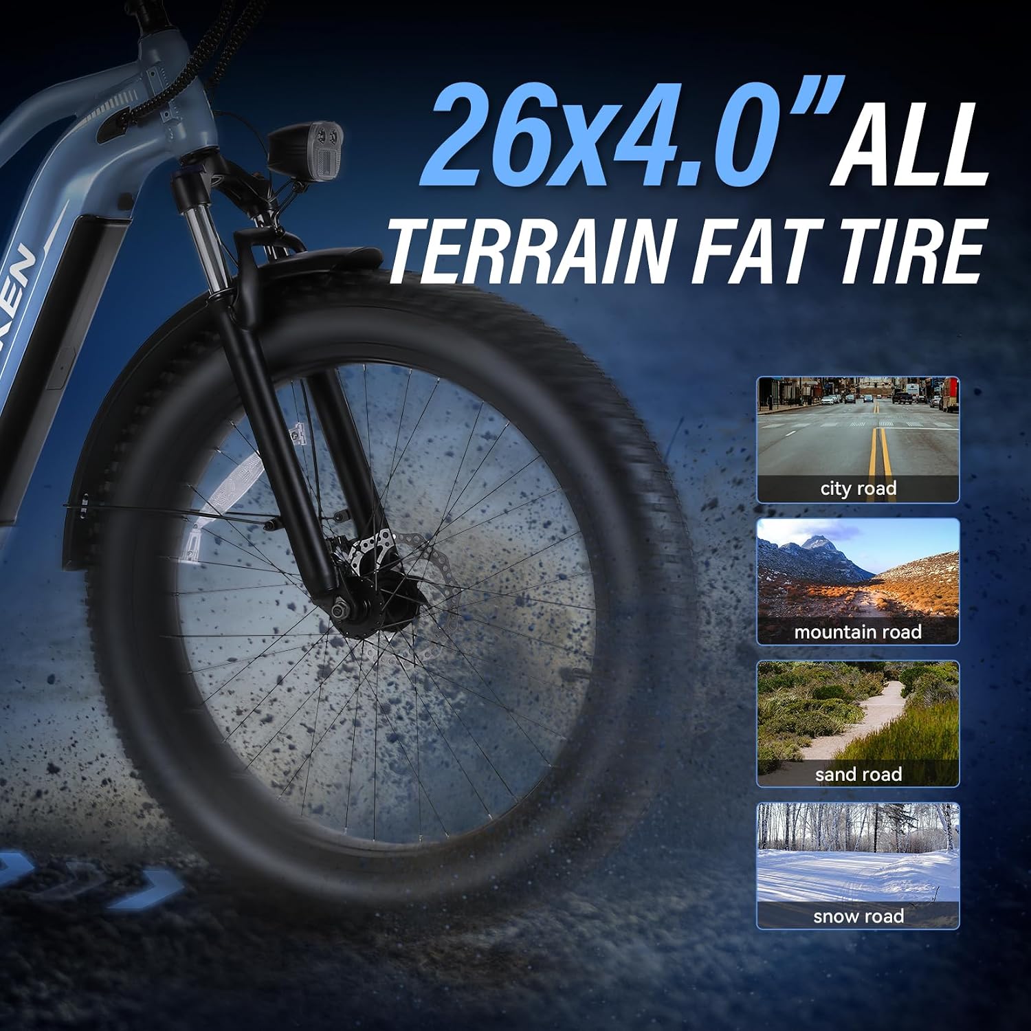 Wooken Gale 1500W Electric Bike 26' x 4.0 Fat Tire Electric Bike, EBike for Adults with 48V 720WH Removable Battery, Up to 60Miles Ebikes,7 Speed,SGS Certified to UL2849