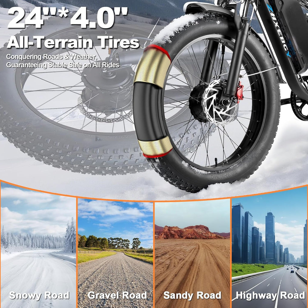9000W Peak 60V 1560Wh Battery High-Power Dual Motor Ebike, 46MPH 90-100 Miles Long Range, Fat Tire Electric Bike for Adults Men with Hydraulic Disc Brake Electric Bicycle for Off-Road (Black)