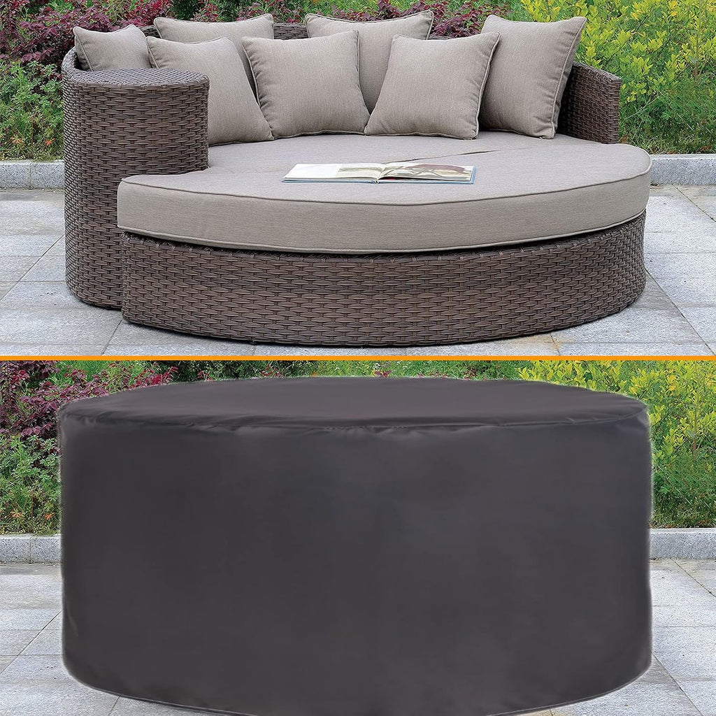 YSUEFIJO Patio Furniture Cover Black 102x39in Garden Furniture Covers Waterproof Round Table Cover 420D Oxford Fabric Anti-UV Tear-Resistant Easy to Clean for Sofa Dining Table and Chairs