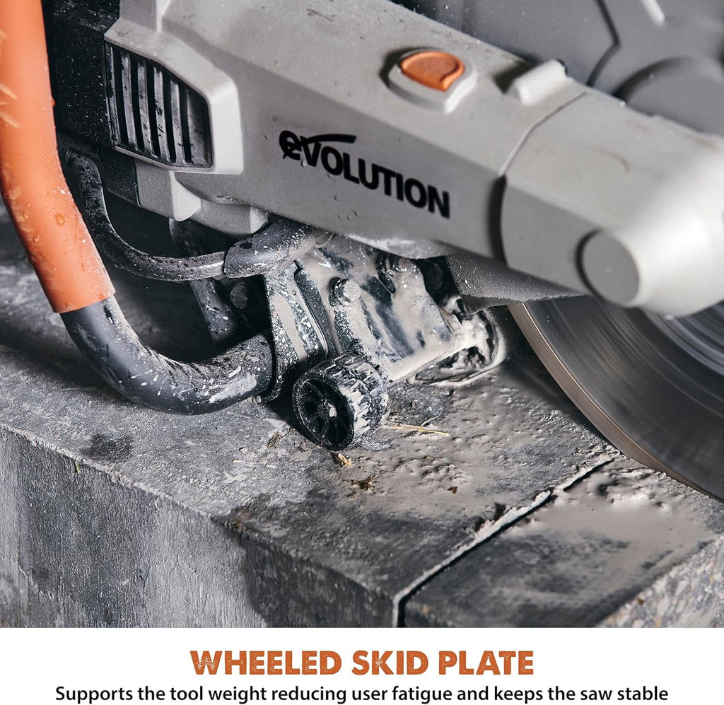 Evolution R14DCT 14' Electric Concrete Saw | High-Torque 20A Motor | 5-1/8' Cut Depth | Auto ON/OFF Dust Suppression | No Gas, Low Maintenance | 14' Diamond Blade | Heavy-Duty | 20A Plug
