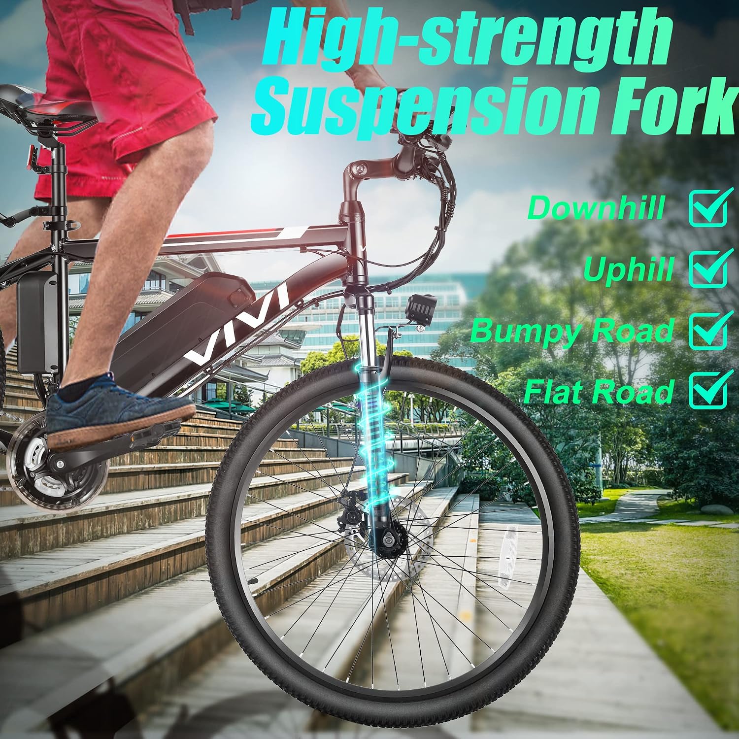 Vivi Electric Bike for Adults 26 Inch 749W Peak Ebike for Adults Removable 48V Battery, Electric Mountain Bike 21 Speed Gears, Electric Bicycle 20 mph& 50 Miles/Pedal Assist, SGS Certified to UL2849