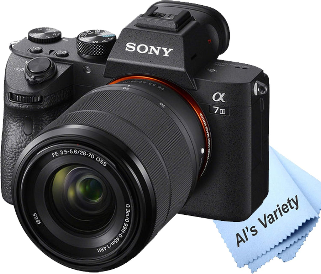 Sony a7 III Mirrorless Camera with 28-70mm Zoom Lens + 2pcs 64GB Memory + Case+ Tripod + Steady Grip Pod + Filters + Macro + 2X Lens + 2X Batteries + Accessory Bundle (Renewed)
