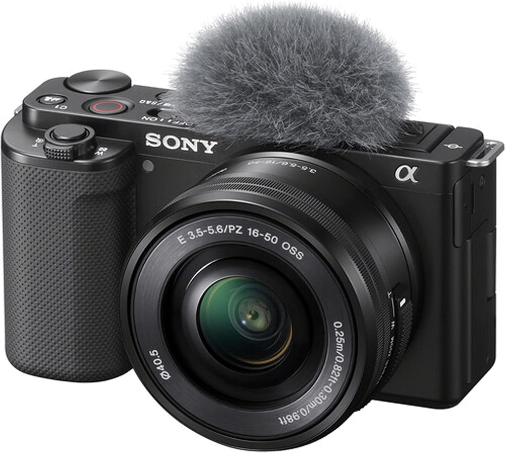 Sony ZV-E10 + 16-50mm Lens, LED Light, Microphone, 128GB Extrem Speed, U-Grip, Filters, Tripod, Case, Software, & More – Pro Video Bundle (38pc)