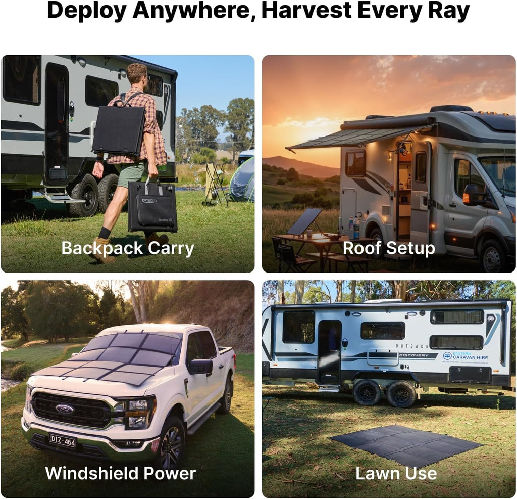 440W Portable Solar Panel, 17.2lbs Foldable SolarBag, Splits 2×220W Solar Blanket, 25% High Efficiency, Lightweight Solar Panel Charger for Camping, RV, SUV, Marine, Off Grid