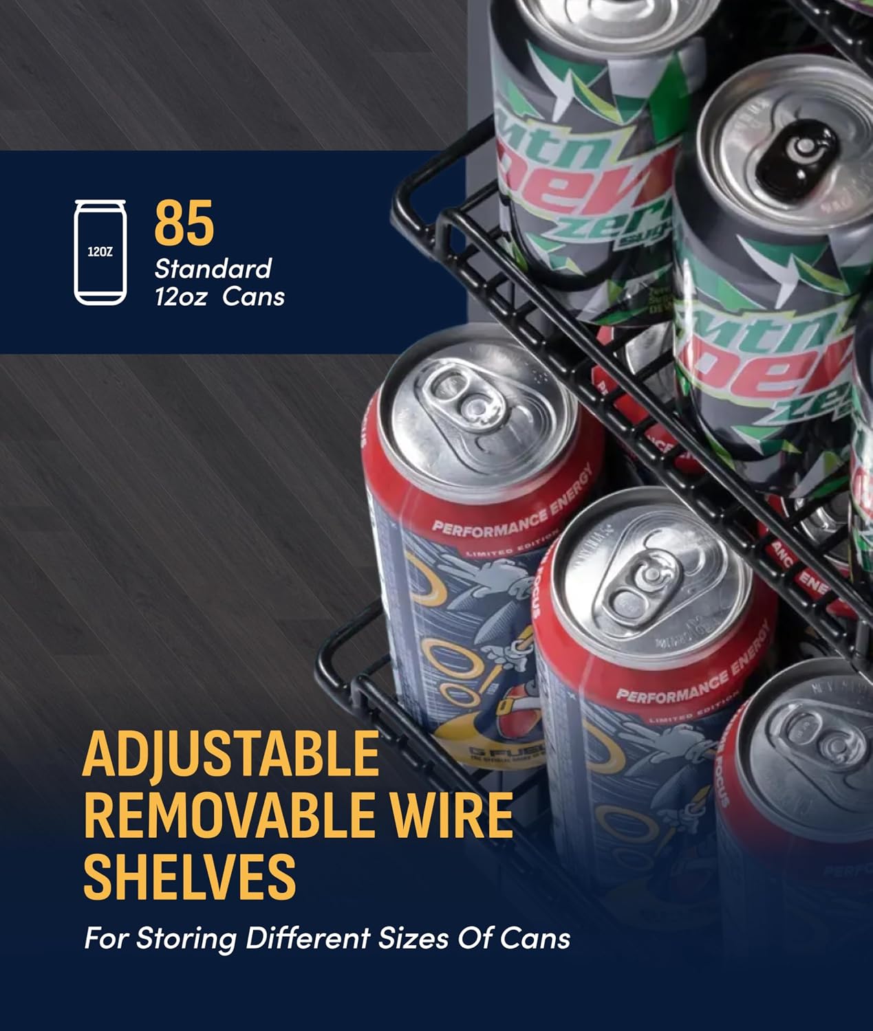 NewAir 85 Can Beverage Refrigerator with HexaColor LED Lights | Small Mini Fridge for Bedroom, Gaming Room, or Office | Remote Controlled Lighting & Quiet Cooling