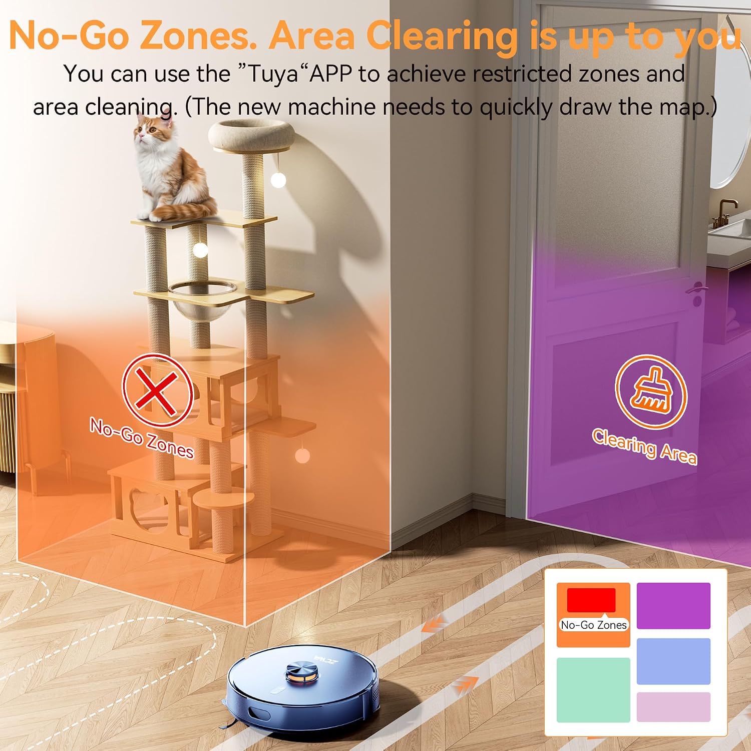 ZCWA Robot Vacuum and Mop Combo, 2 in 1 Mopping Robotic Vacuum with WiFi/App, Robotic Vacuum Cleaner, Schedule Settings, Self-Charging, Ideal for Hard Floor, Pet Hair and Low Pile Carpet