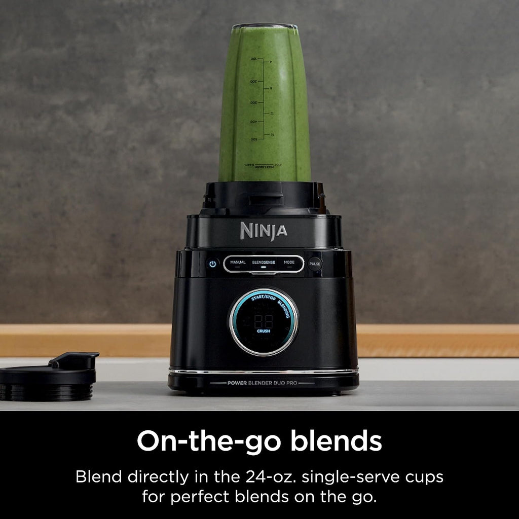 Ninja Full Size & Personal Blender I All-in-One | For-Smoothies, Food and More | BlendSense Tech I Includes 72 oz. Pitcher & (2) 24 oz. To-Go Cups with Lids | 1800 Peak Watt | Black | TB301