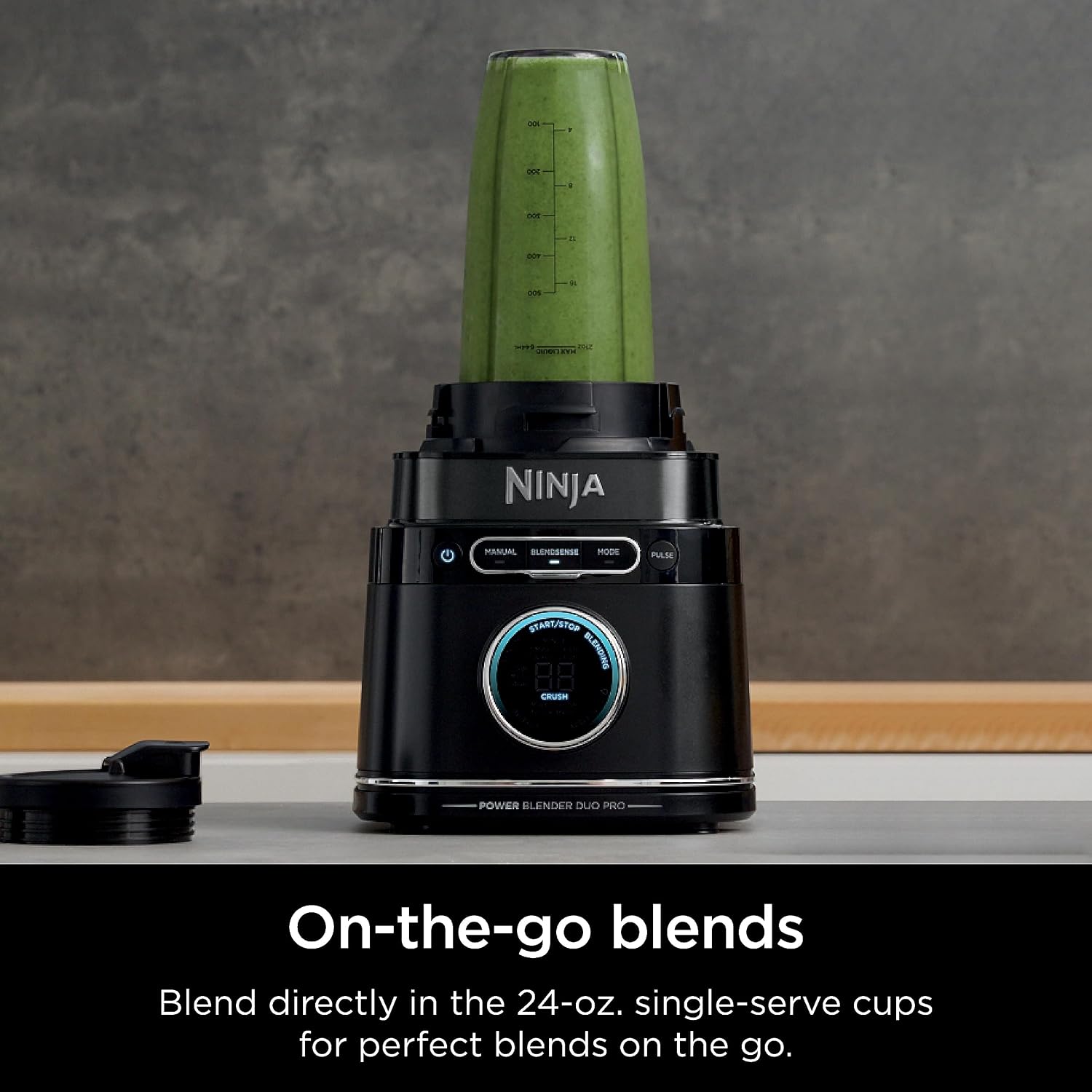 Ninja Full Size & Personal Blender I All-in-One | For-Smoothies, Food and More | BlendSense Tech I Includes 72 oz. Pitcher & (2) 24 oz. To-Go Cups with Lids | 1800 Peak Watt | Black | TB301