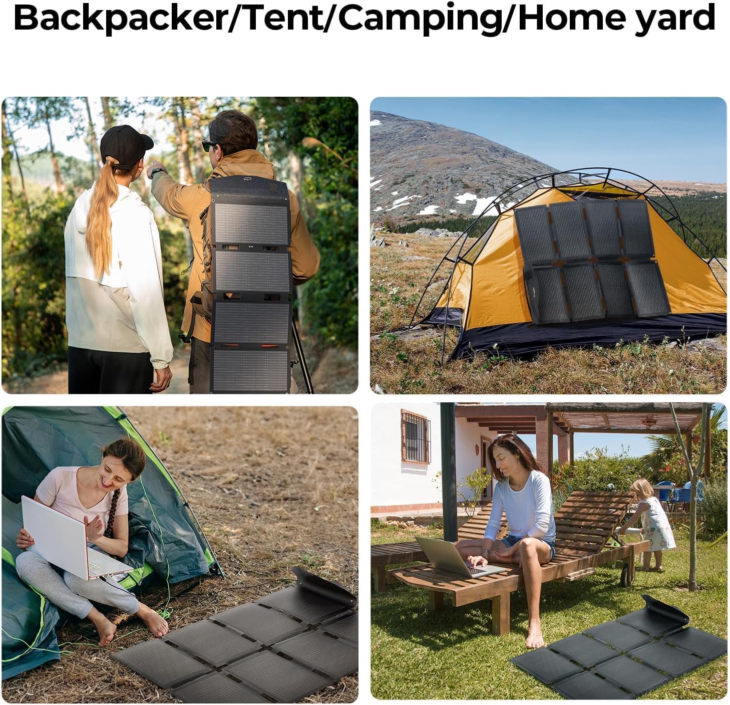 BougeRV 100W Fiberglass Portable Solar Panel, Foldable Solar Cell Solar Charger with USB Outputs for Phones, Compatible with BougeRV 277Wh/173Wh Power Station, for Camping, Hiking (Non-Battery)