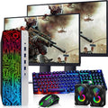 HP ProDesk RGB Desktop PC, Intel Core i5 6th Gen | 16GB DDR4 Ram | 512GB SSD | Dual 22 Inch Monitors | Gaming Keyboard & Mouse | Computer with AMD Radeon RX-550 4GB | Windows 11 Pro (Renewed)