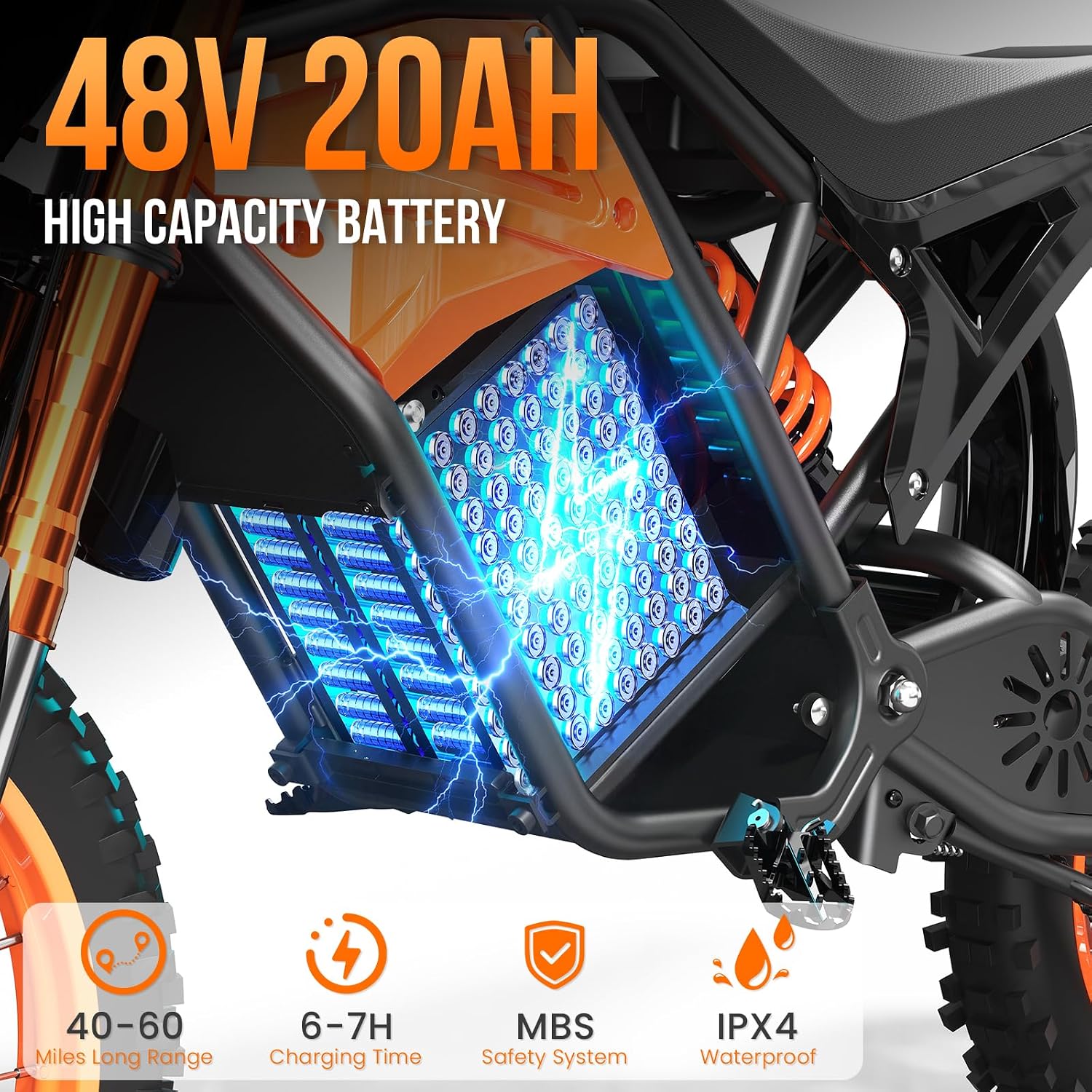 EILLEO Electric Dirt Bike for Adults Teens 48V, E Dirtbike Ebike with 3000W Motor, Electric Motorcycle with 14'/12' Fat Tire, 37.5MPH Hydraulic Brakes & Full Suspension, Fit Age 13+