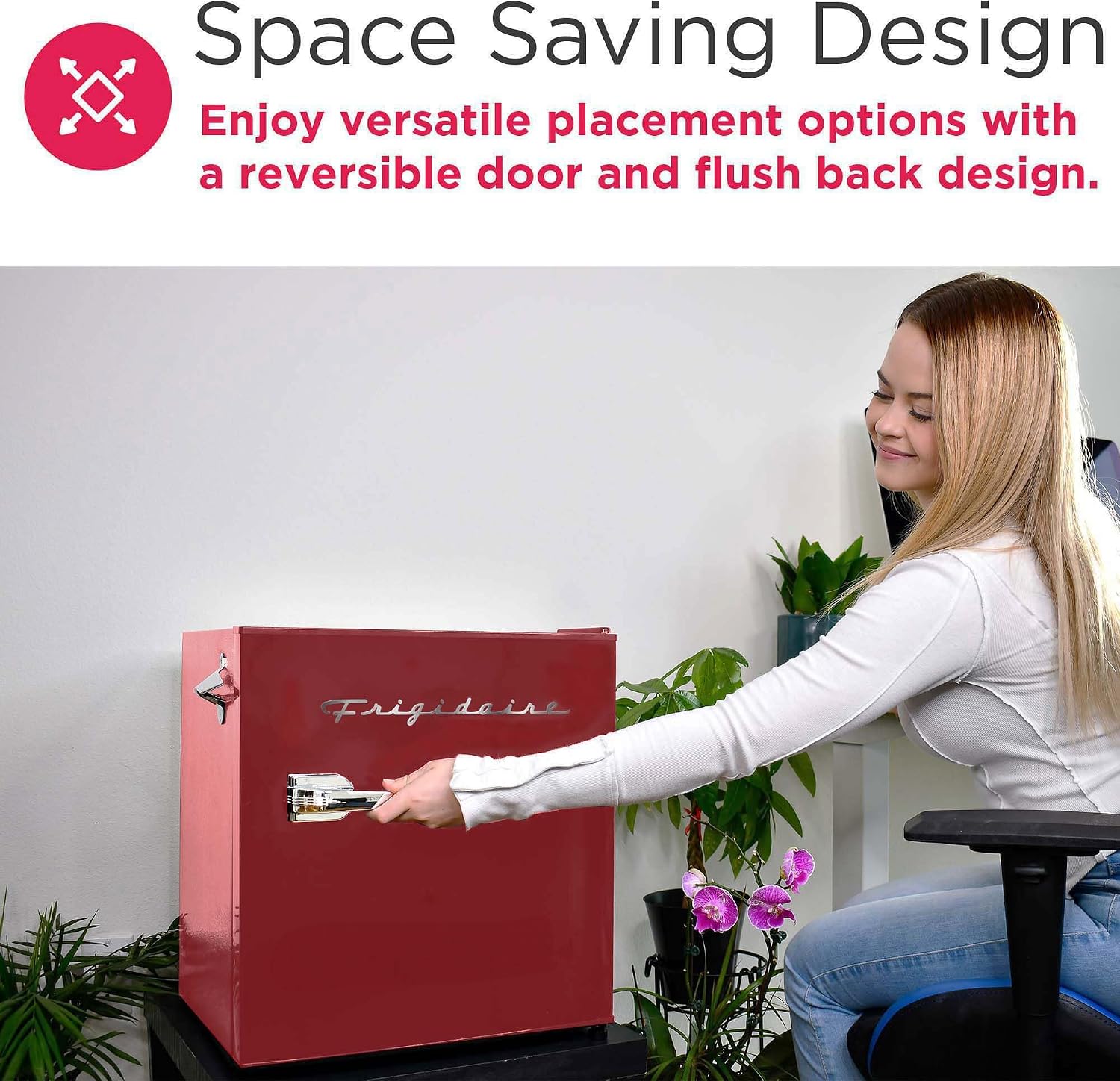 Frigidaire EFR176-RED 1.6 cu. ft. Retro Bar Fridge with Side Bottle Opener, Red