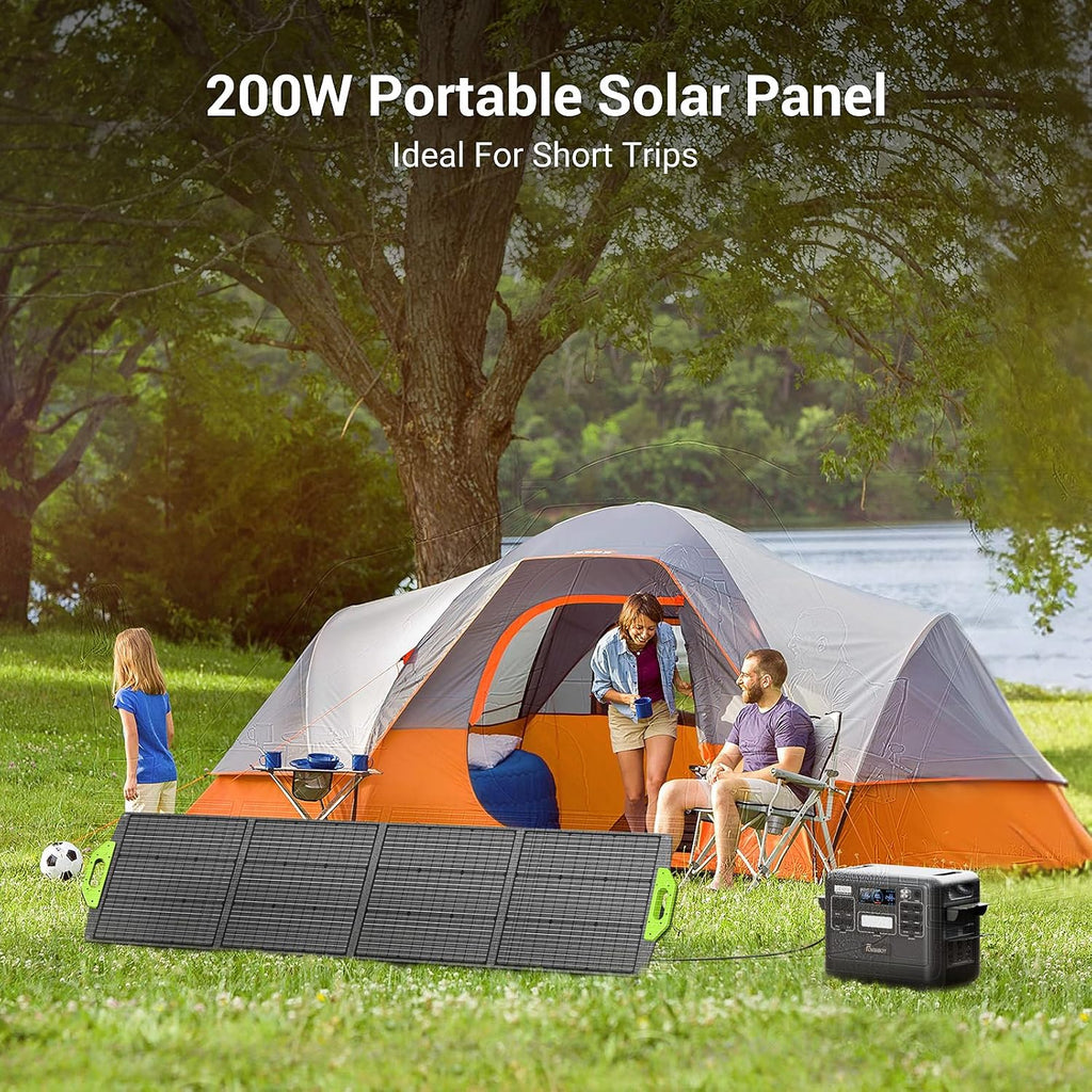 FOSSiBOT SP200 Foldable 200 Watt Solar Panel, 23.4% High Efficiency Foldable Solar Panel with Adjustable Kickstands, for Home RV, Camping
