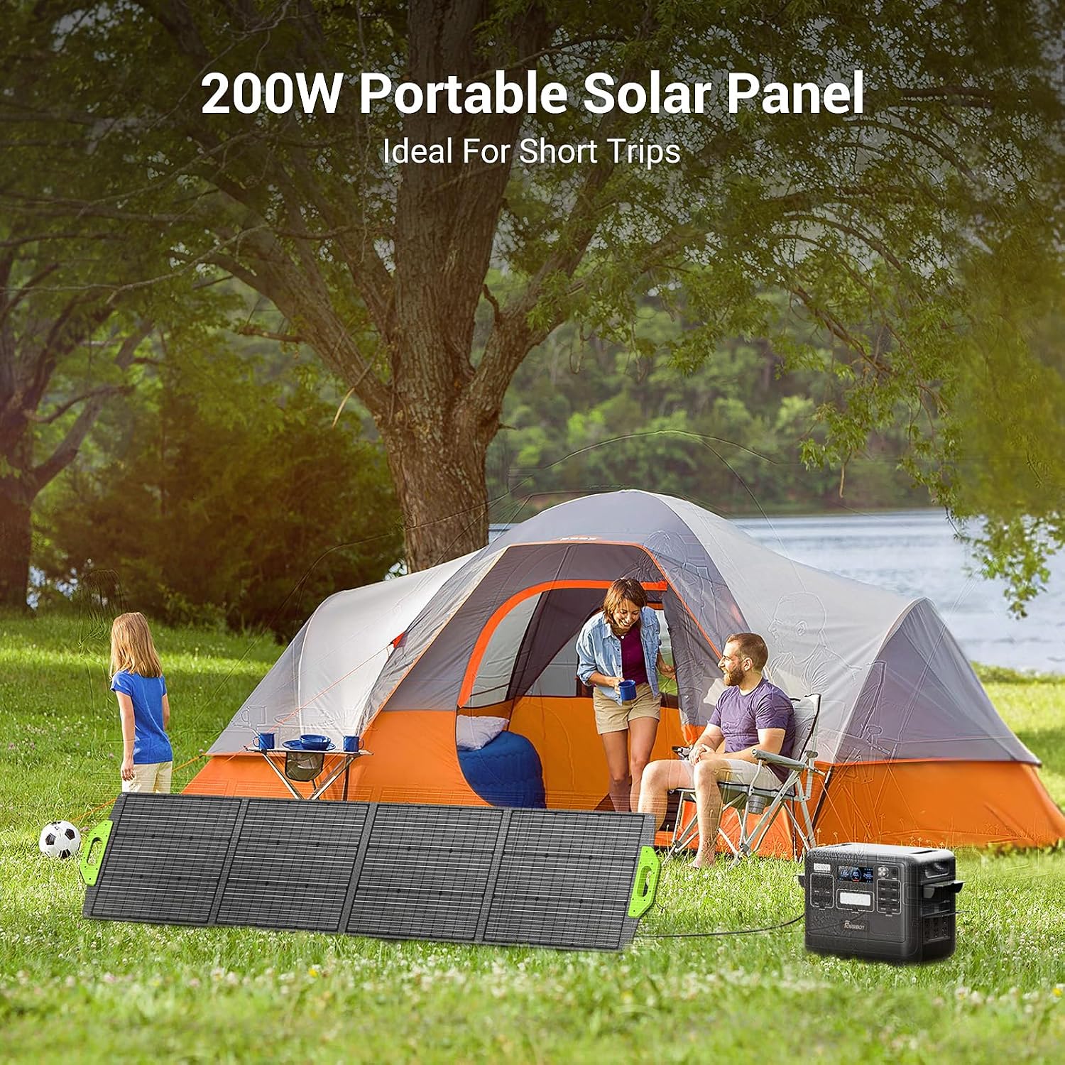 FOSSiBOT SP200 Foldable 200 Watt Solar Panel, 23.4% High Efficiency Foldable Solar Panel with Adjustable Kickstands, for Home RV, Camping