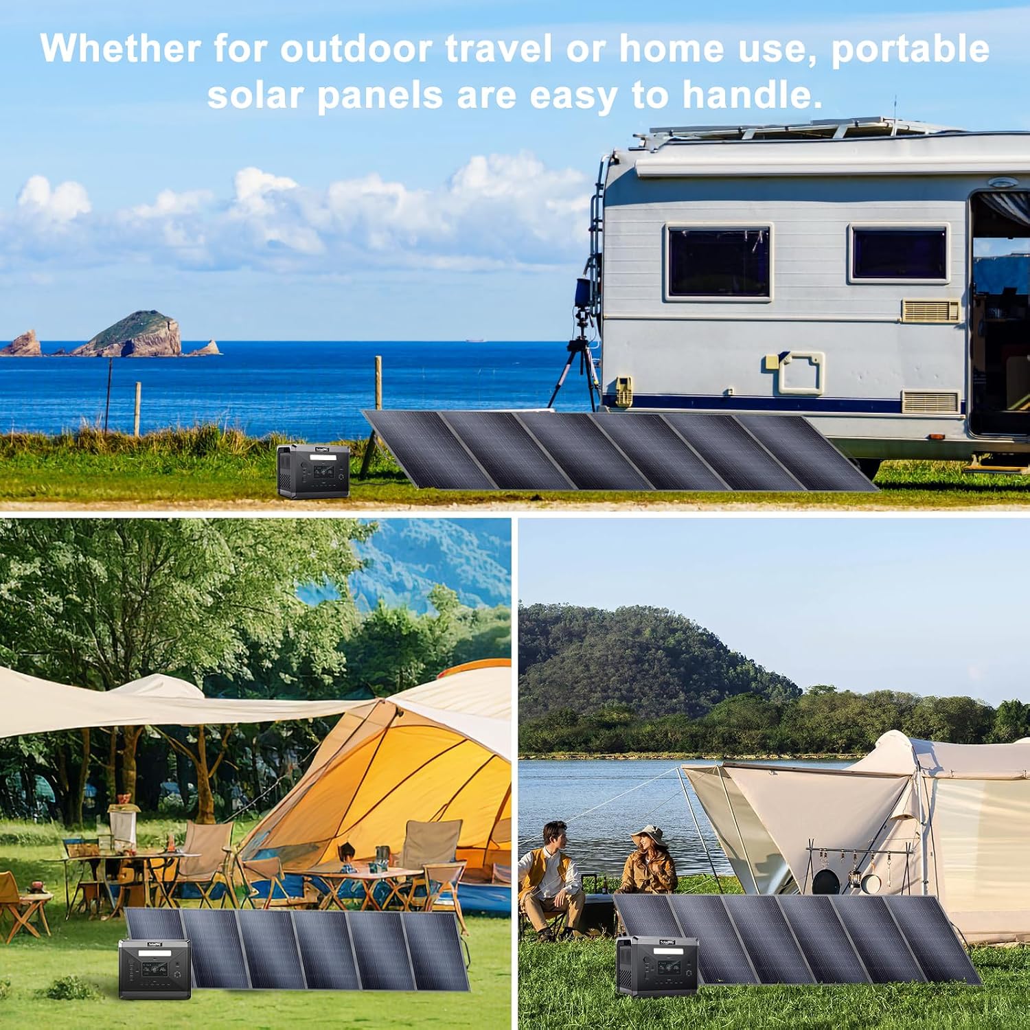 SolarPlay 400W Portable Solar Panel with Adjustable Kickstands, Foldable Solar Panel for Power Station, RV, Camping, Power Backup, Outdoor Generators, Blackout