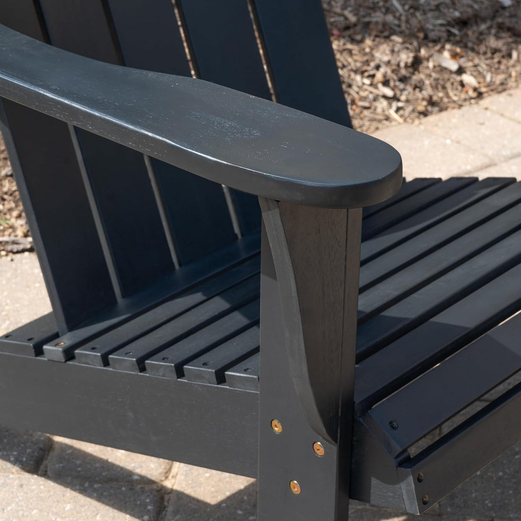 Linon Jayce Black Solid Wood Adirondack Two Piece Chair and Side Table Set