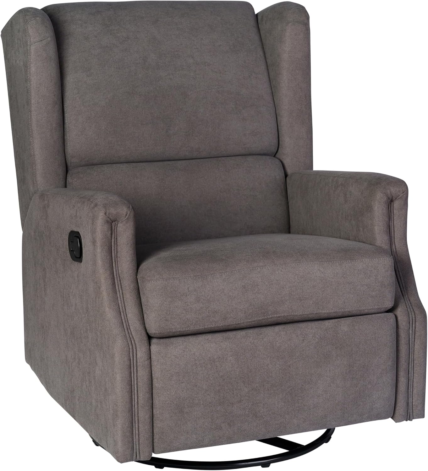 Flash Furniture Omma Swivel Glider Rocking Recliner, Manual Wingback Recliner with 360 Degree Swivel, for Living Room, Bedroom, or Nursery, Upholstered, Dark Gray