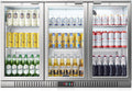 BODEGA BODEGACOOLER Back Bar Cooler, 11.4 Cu.Ft Stainless Steel Commercial Bar Fridge with 3 Glass Doors,Counter Height Bar Beverage Cooler with LED Lighting for Beer,Soda Drinks,Wine