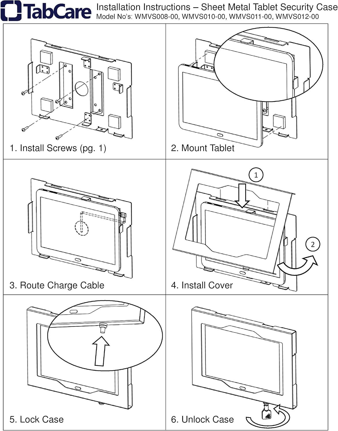 Locking Security Metal Case for Amazon Fire HD 10 2019 Used as Kiosk, POS, Store, Show Display (White, VESA & Wall Mount)