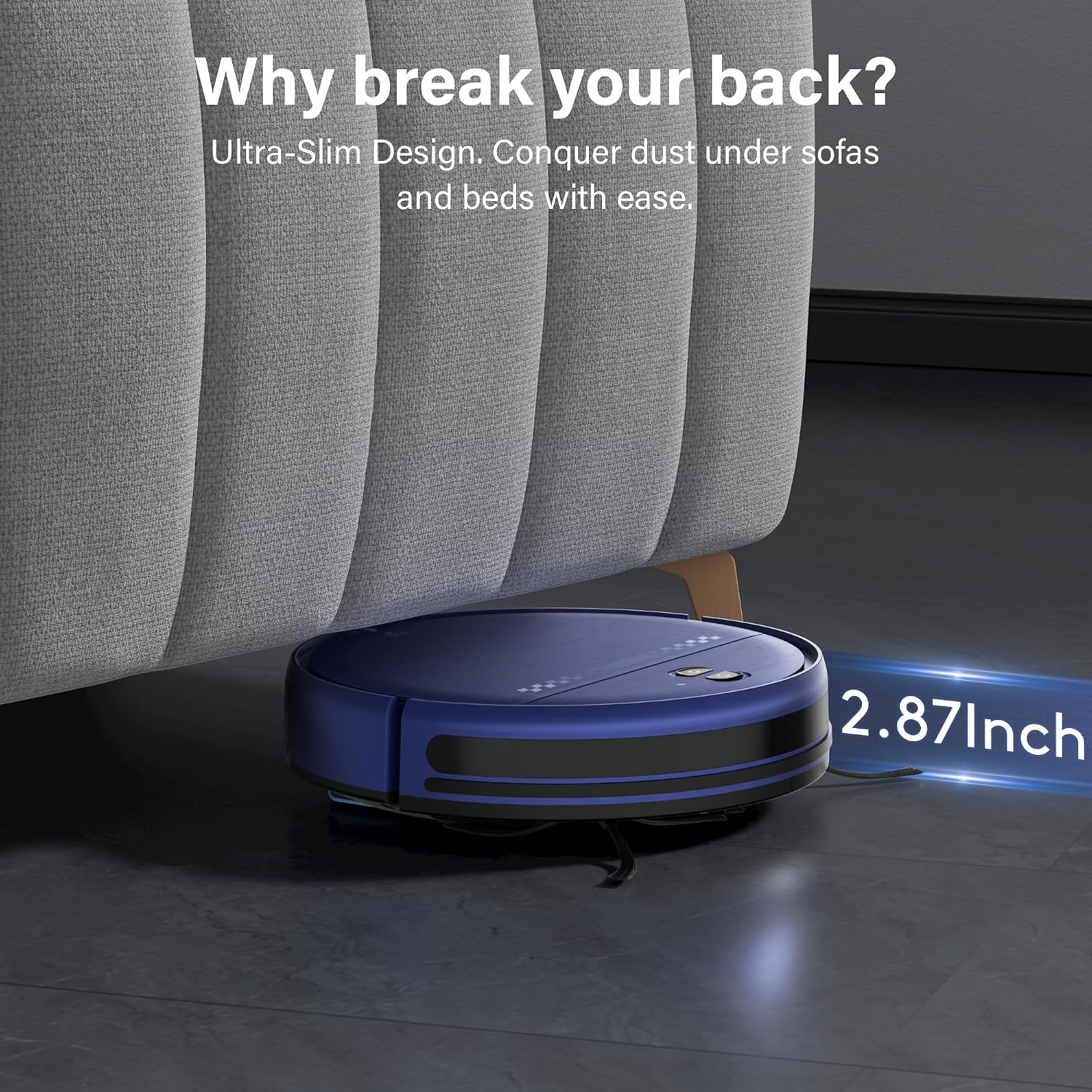 Robot Vacuum and Mop for Pet Hair, 2-in-1 Robot Vacuum Cleaner for Hard Floors&Carpets with 2.87'' Slim Design, Wi-Fi/App/Voice Control, 3D Obstacle Avoidance & Self-Charging