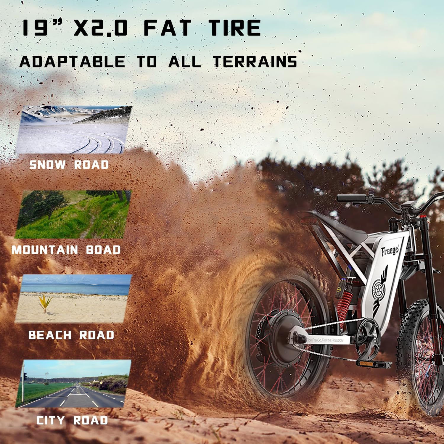 Freego X2Pro Electric Motorcycle for Adults Teens,Electric Dirt Bike Teens 6000W(Peak) Motor 1800Wh Battery,Max 50Mph Off Road Electric Bicycle,Full Suspension UL 2849 Certified