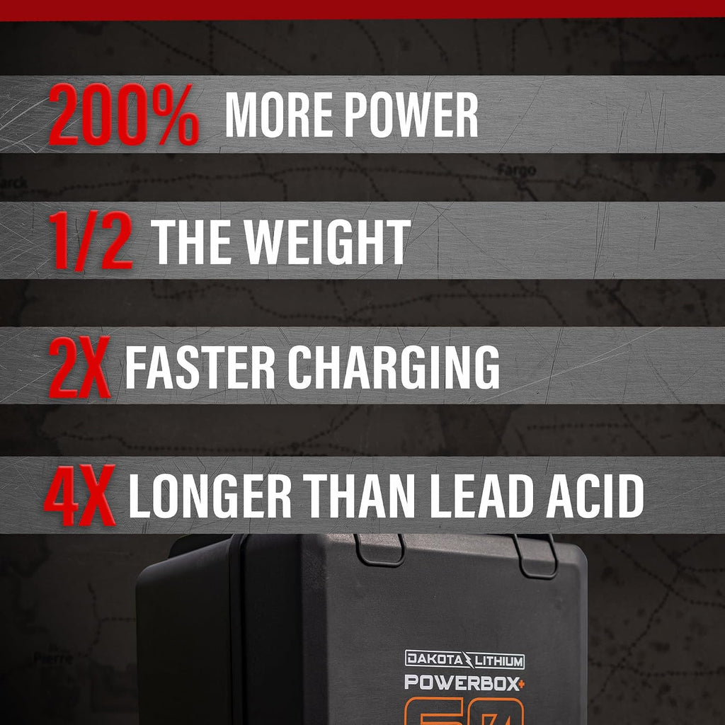 Dakota Lithium - 12V 60Ah Dual Purpose Power Box and 1000CCA LiFePO4 Deep Cycle Starter Battery with Inverter - 11 Year USA Warranty - DC, and USB Ports - Waterproof - 12v 10amp Charger Included
