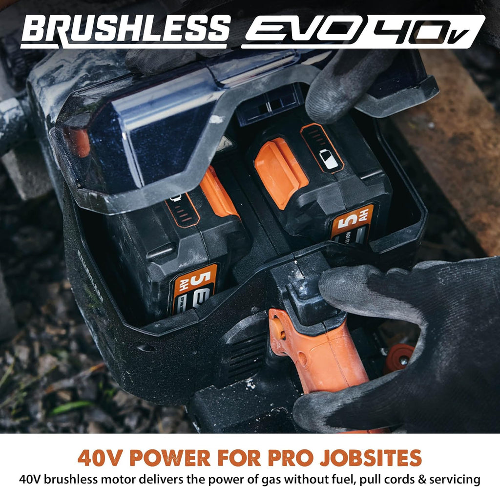Evolution R10DCT-Li Cordless 10' Concrete Saw | Includes 2x 5Ah Batteries, Dual-Port Charger & EVOMAX Diamond Blade | 4' Cut Depth | Auto Water Dust Suppression | 40V Brushless | Heavy-Duty Cutting