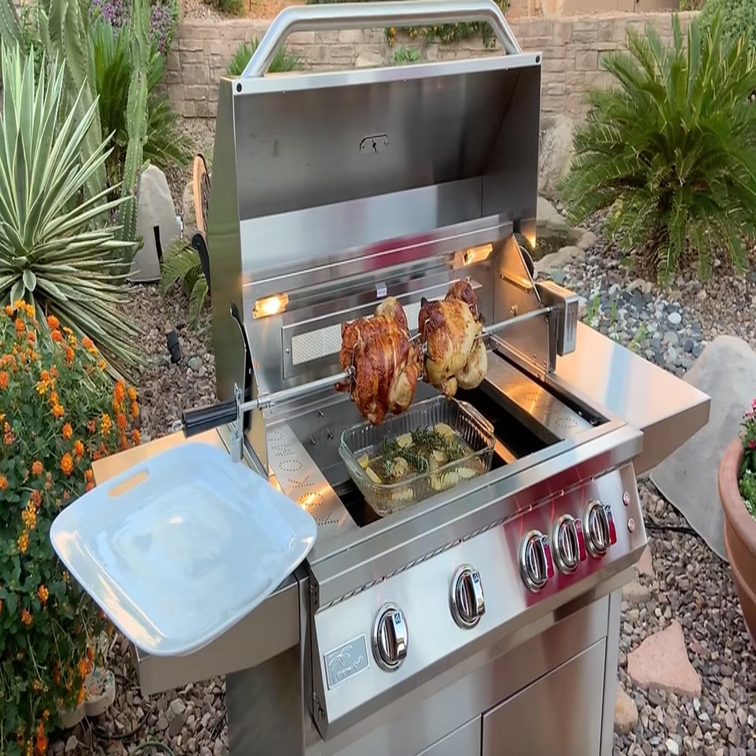 Kokomo BBQ Grill Rotisserie Kits for 5 Burner | Heavy Duty Stainless Steel Rotisserie Kits with 120V Motor | Adjustable Spit Rod with Handle for Grills, Charcoal Spit, Backyard, Outdoor Party