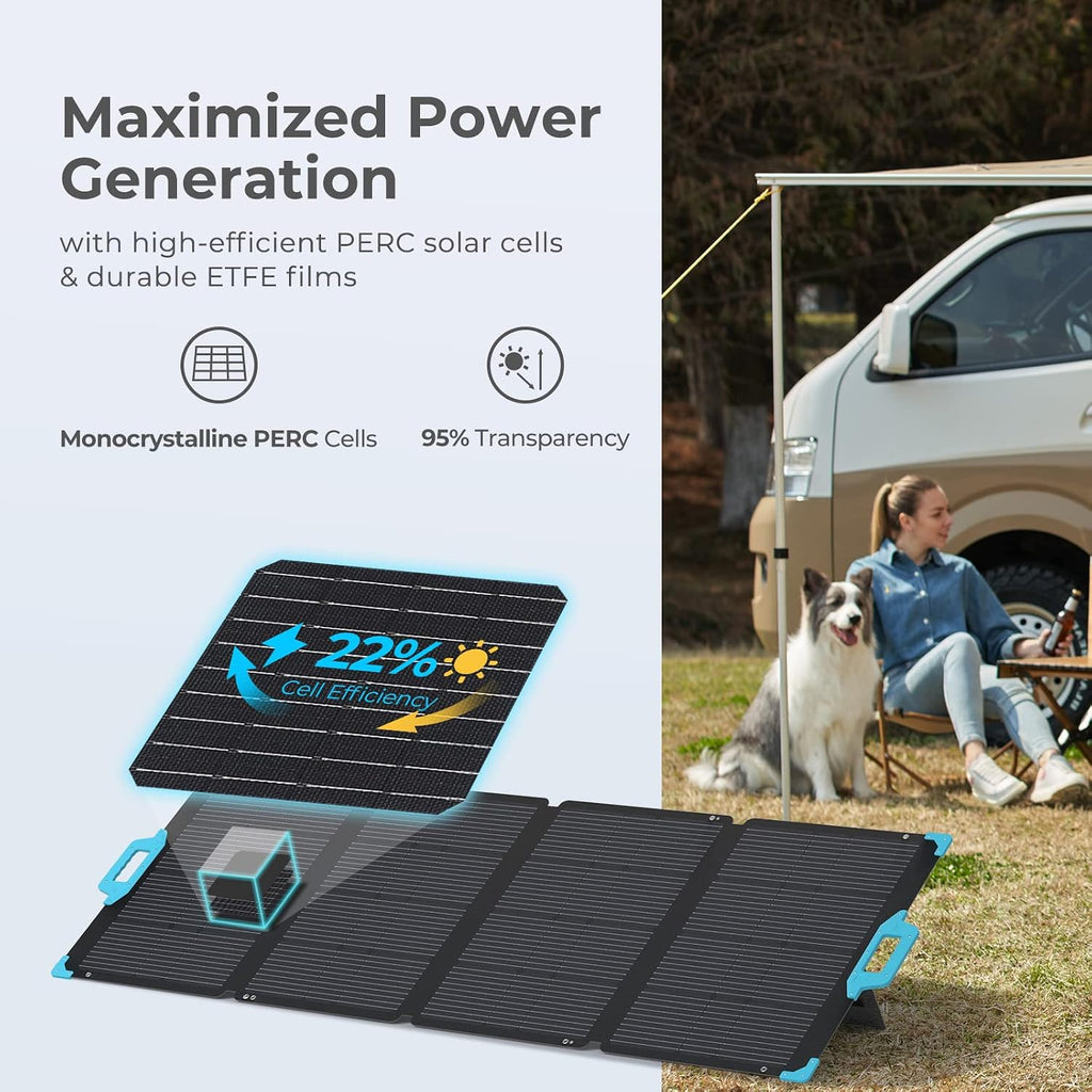 Renogy E.FLEX 220 Watt Waterproof Foldable Portable Solar Panel with Kickstand & Carry Handles for Road Trip, Camping, RV, and Fishing