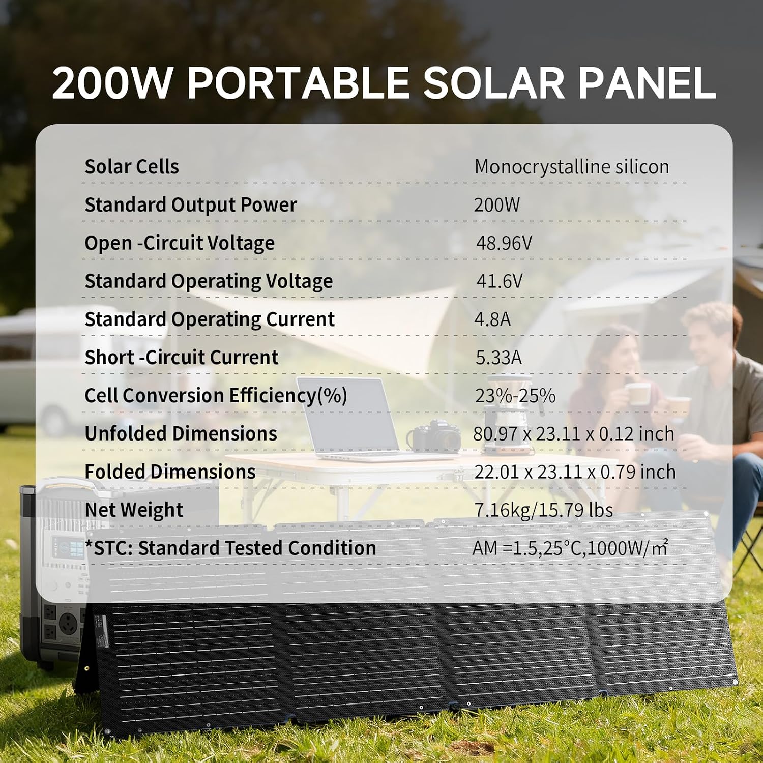 ALLPOWERS 200 Watt Portable Solar Panel SE200, 25% High Efficiency Foldable Solar Charger, IP68 Waterproof, for Solar Generators Camping RV Off Grid