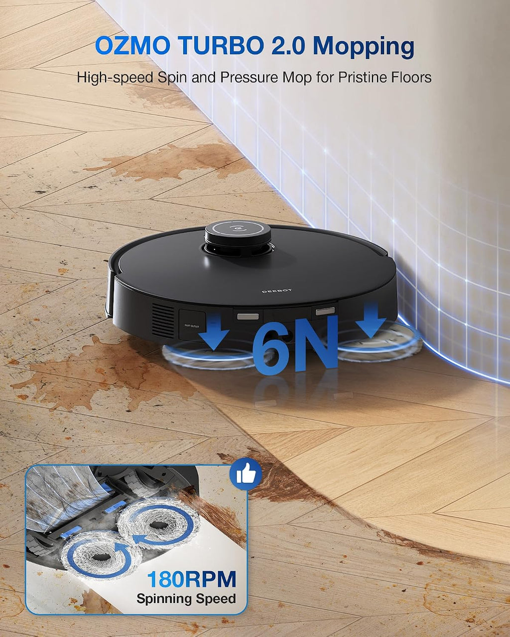 ECOVACS DEEBOT T30S Robot Vacuum and Mop, 11000Pa, ZeroTangle Technology, TruEdge Adaptive Edge Mopping, Hot Water Mop Washing, Self-Emptying, Self Refilling, Auto-Mop Lifting, Obstacle Avoidance