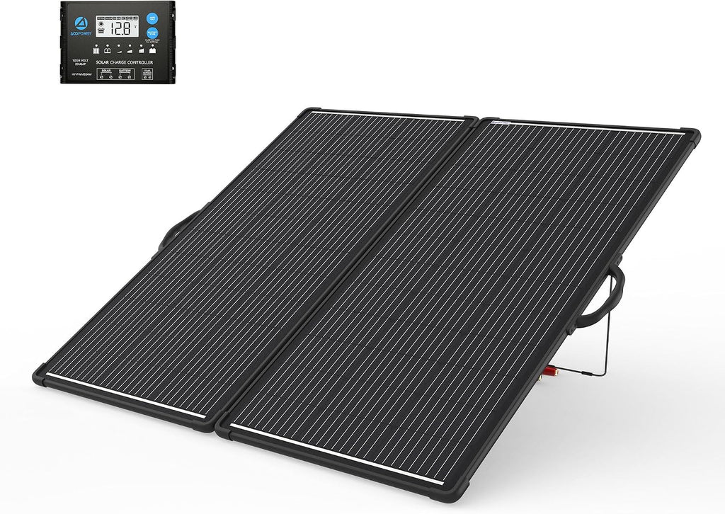 ACOPOWER 200W Portable Solar Panel Kit, Waterproof 20A Charge Controller for 12V Battery and Solar Generator for RV, Camper Trailer& Marine Black