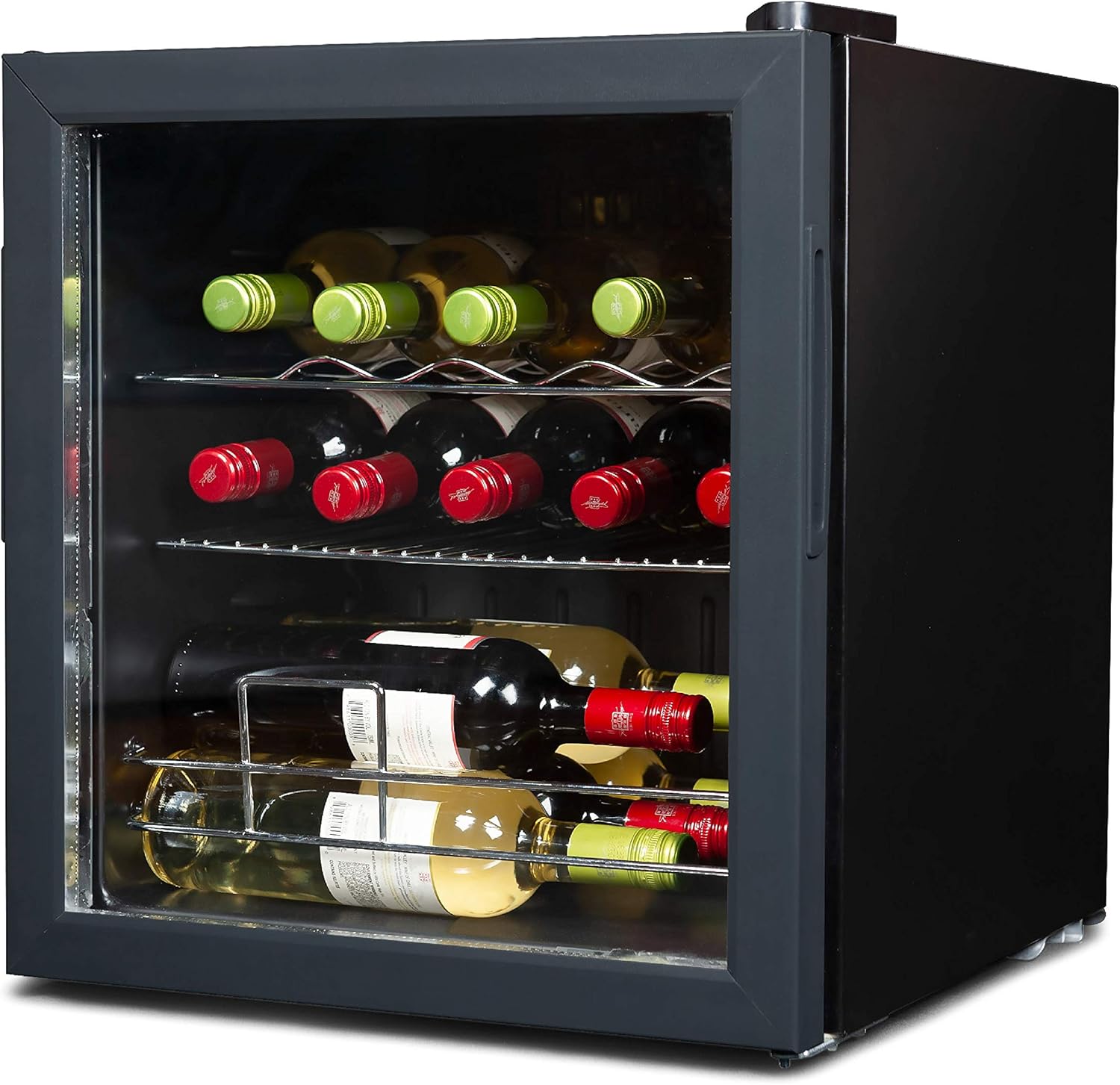 BLACK+DECKER 14 Bottle Wine Fridge with Interior Light and Mechanical Temperature Control, Compressor Cooling Wine Cooler Refrigerator with Wine Rack and Flat Shelf, Wine Bottle Chiller