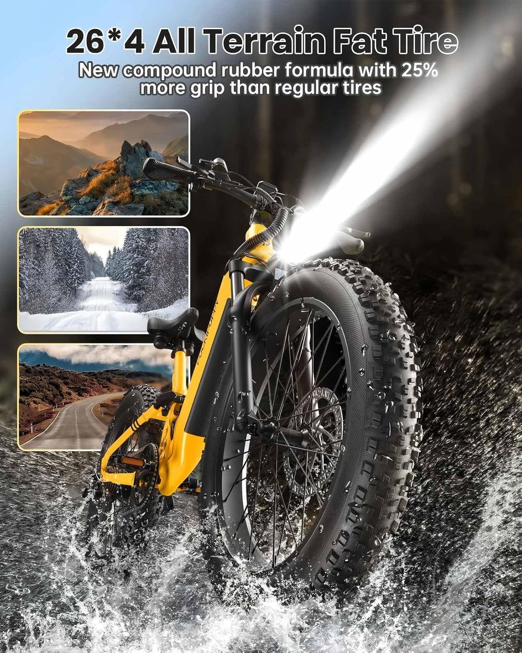 PUCKIPUPPY Battery+Electric Bike for Adults 960W(Peak), 48V 20AH Battery Adult Electric Bicycles, 26' Fat Tire Full Suspension Step-Thru Ebike, 28MPH Mountain Ebike, 7 Speed, 80Miles Range