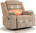 SINCRUMI Power Swivel Rocker Recliner Chair for Adults with Vibration and Heat, USB and Type-C Charging Port, Infinite Position, Electric Glider Rocking Chairs for Living Room, Nursery, Light Camel