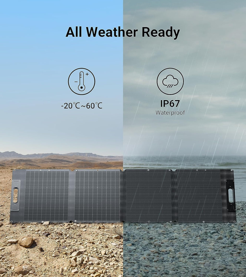 Dabbsson 210Watt Portable Solar Panel for Power Station, Foldable Charger, Adjustable Kickstand, High-Efficiency Monocrystalline PV Module, Waterproof IP67 for Outdoor Camping, RV, Blackout