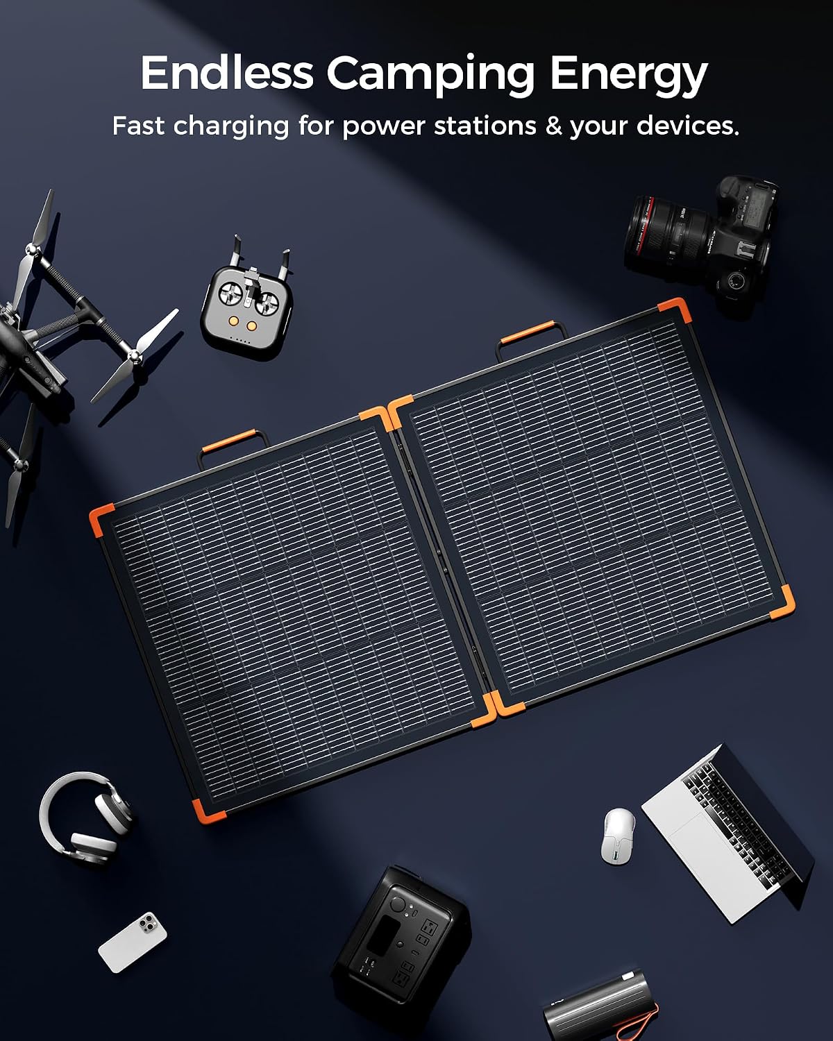 ZOUPW 110W Bifacial Portable Solar Panel, N-Type 16BB 25% High Efficiency Foldable Solar Charger for Jackery 300/Ecoflow River/Anker Solix,IP68 Waterproof for Camping RV Emergency Power Supply