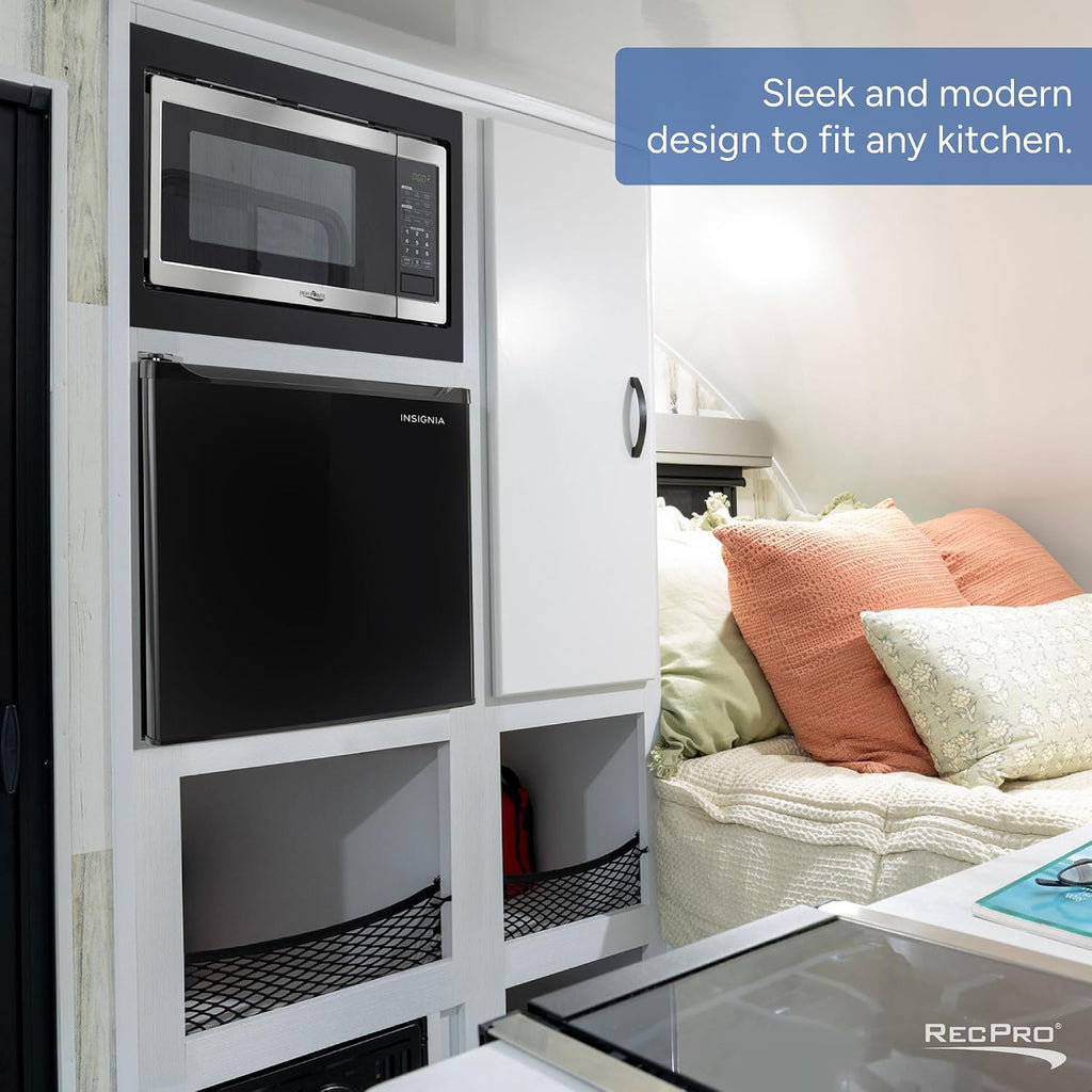 RecPro 1.7 Cu Ft 12V RV Refrigerator | Compact Fridge with Reversible Door, 2L Bottle Door Storage, 7 Temp Settings | Eco-Friendly R600A, Leveling Feet, Wire Shelf | 19.5'H x 17.5'W x 19.8'D